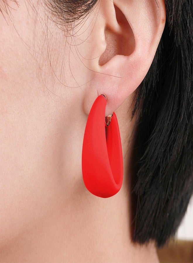 Novearring Red Clip on Hoop Earrings for Women Detachable Clip-on Earrings 80s 90s Accessories Outfit Retro Neon Party Halloween Costumes Jewelry - Image 2